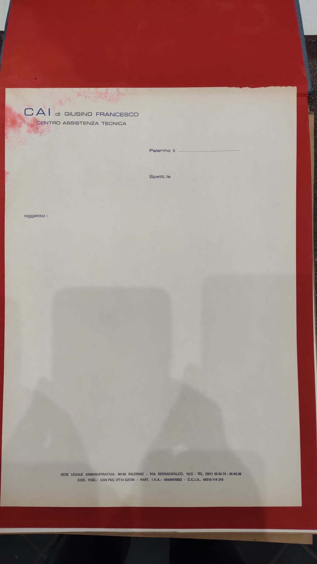 Carta intestata storica CAI di Giusino Francesco - Centro Assistenza Tecnica